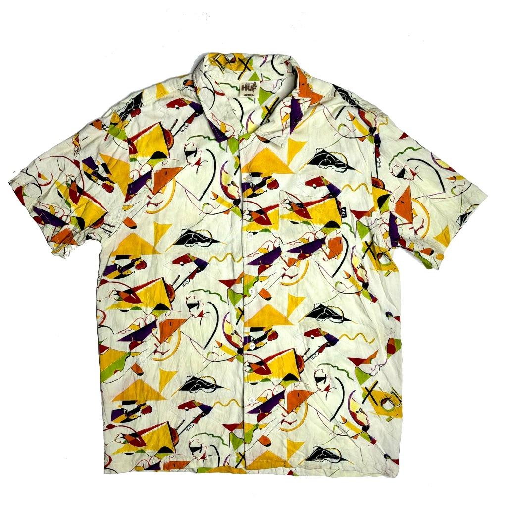 Huf X Miles Davis Self Portrait Rayon S/S Woven Cream ** Rare **